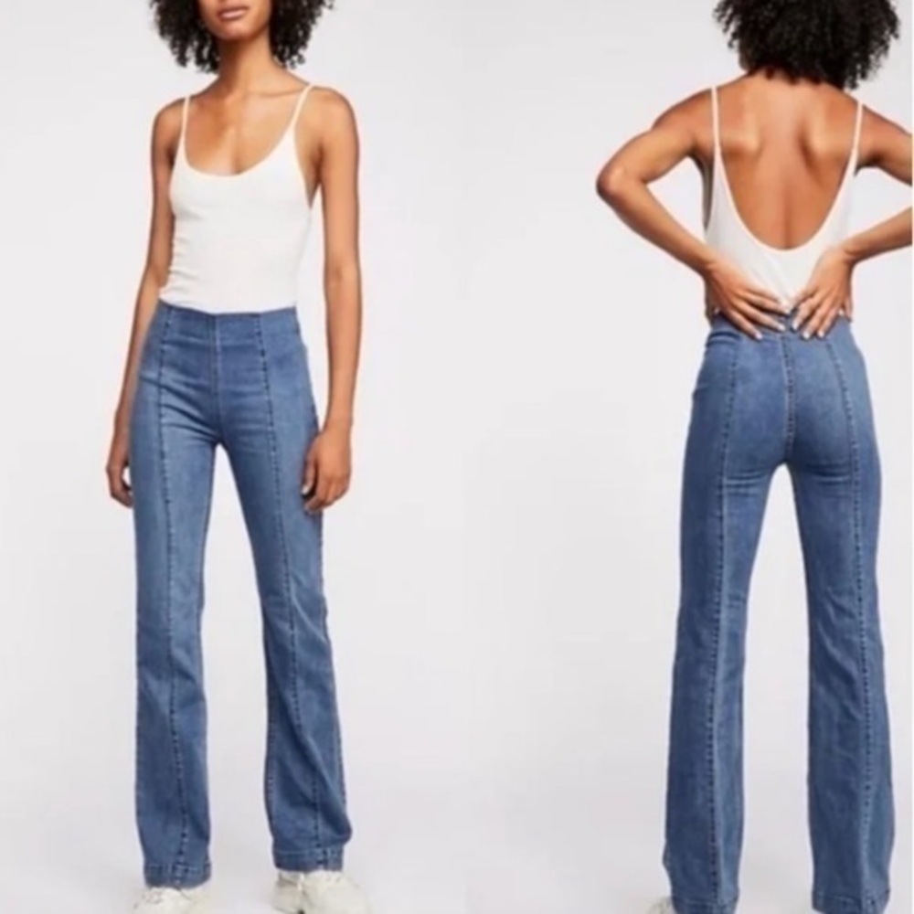 FREE PEOPLE / WE THE FREE Pull On Front Seam Flare Jeans